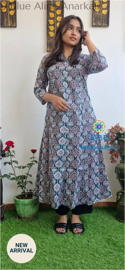 Dark navy Aline anarkali kurta KURTAS