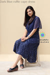 Dark Blue Ruffle Cape Dress Casuals