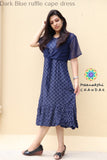 Dark Blue Ruffle Cape Dress Casuals
