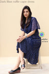 Dark Blue Ruffle Cape Dress S Casuals