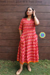 Dark Peach Ikkat Fit & Flare Dress Casuals