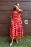 Dark Peach Ikkat Fit & Flare Dress Casuals