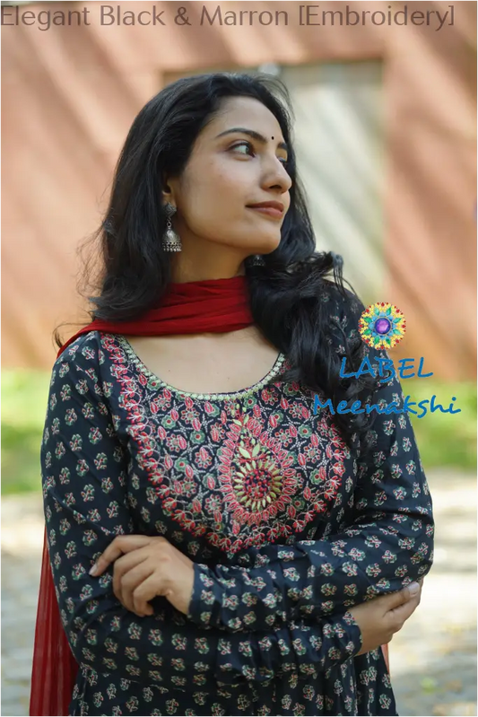 Elegant Black & Marron [Embroidery] SET T&D
