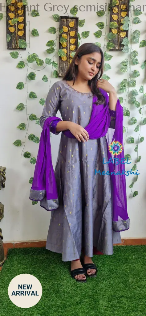 Elegant Grey semisilk Anarkali