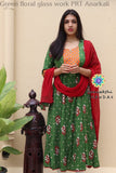 Green Floral Glass Work Anarkali S Limited Edition