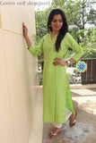 Green Self Designed Kurta Kurtas