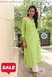 Green Self Designed Kurta S Kurtas
