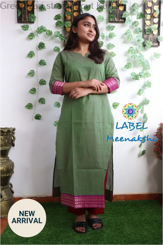 Green zari straight cut kurta KURTAS
