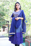 Grey & Blue Anarkali With Dupatta Sets