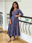 Grey Summer Floral Anarkali Anarkali
