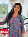 Grey Summer Floral Anarkali Anarkali
