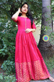 Hot Pink Long Zari Dress Ethnic