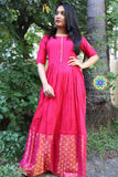 Hot Pink Long Zari Dress Ethnic