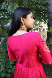 Hot Pink Long Zari Dress Ethnic