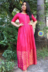 Hot Pink Long Zari Dress Ethnic