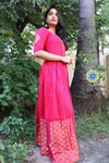 Hot Pink Long Zari Dress Ethnic