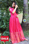 Hot Pink Long Zari Dress S Ethnic