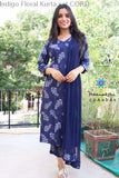 Indigo Floral Kurta Cord Set S Sets