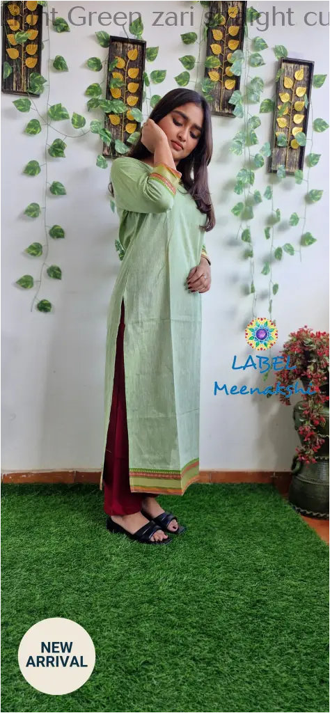 Light Green zari straight cut kurta KURTAS
