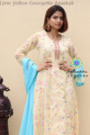 Lime Yellow Georget Anarkali Limited Edition