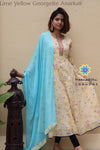 Lime Yellow Georget Anarkali Limited Edition