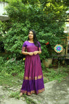Magenta & Purple Long Zari Dress Ethnic