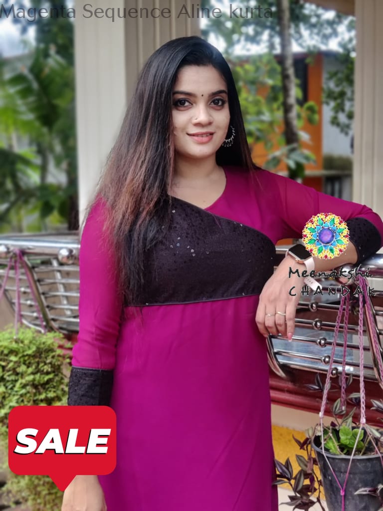 Magenta Sequence Aline Kurta Small Kurtas