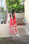 Maroon & Off White Floral Anarkali With Dupatta Sets