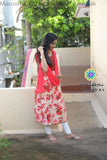 Maroon & Off White Floral Anarkali With Dupatta Sets