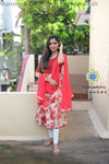 Maroon & Off White Floral Anarkali With Dupatta Sets