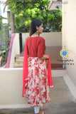 Maroon & Off White Floral Anarkali With Dupatta Sets