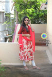 Maroon & Off White Floral Anarkali With Dupatta Sets