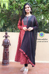 Marron & Black Jaipuri Anarkali Sets
