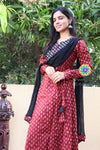Marron & Black Jaipuri Anarkali Sets