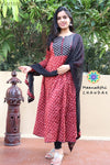Marron & Black Jaipuri Anarkali Sets
