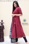Merron & Black Ikkat Anarkali Limited Edition