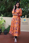 Mild Orange Floral Anarkali Anarkali