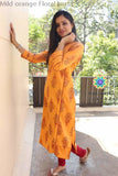 Mild Orange Floral Kurta Kurtas