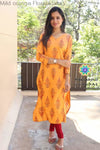 Mild Orange Floral Kurta Kurtas