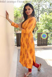 Mild Orange Floral Kurta Kurtas