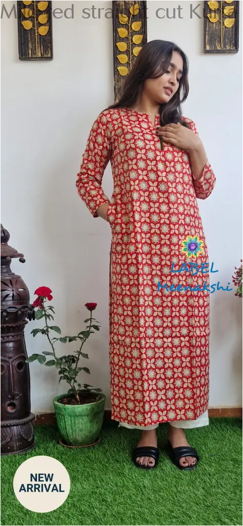 Mild red straight cut kurta KURTAS