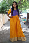 Mustard & Violet Checks Long Dress Ethnic