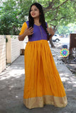 Mustard & Violet Checks Long Dress Ethnic