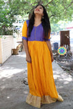 Mustard & Violet Checks Long Dress Ethnic