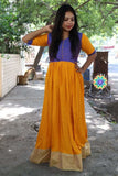 Mustard & Violet Checks Long Dress Ethnic
