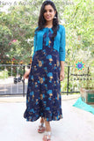 Navy & Aqua Ruffle Cape Dress Ethnic
