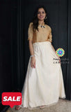 Off White And Golden Beige Skirt Crop Top Skirts & Tops