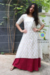 Off White Layered Dress Ethnic