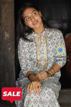 Offwhite & Black Mandarin Straight Cut Kurta Kurtas