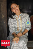 Offwhite & Black Mandarin Straight Cut Kurta Kurtas
